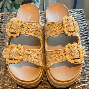 BCBGeneration Bexxi Raffia Footbed Slip On Sandal Women’s‎ size 9.5